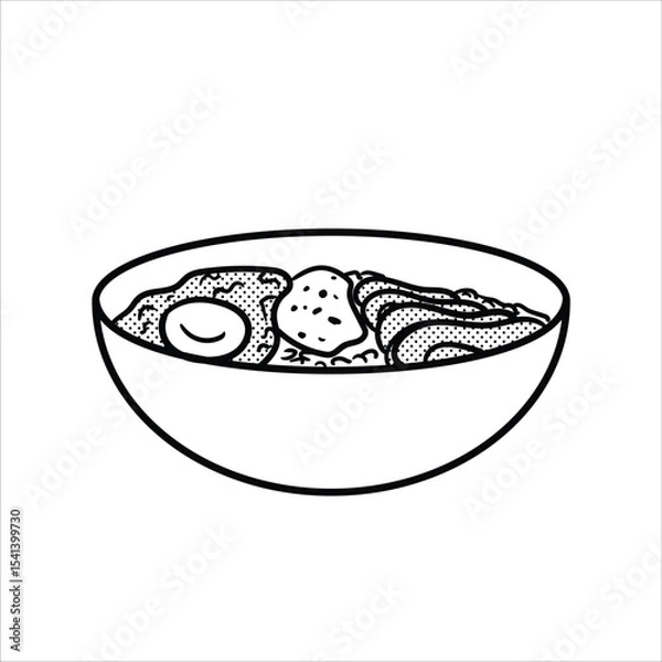 Obraz Lineart Rice Bowl with Protein Icon Minimalist Lineart Style