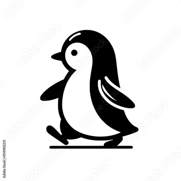 Fototapeta Penguin Walking Outline SVG