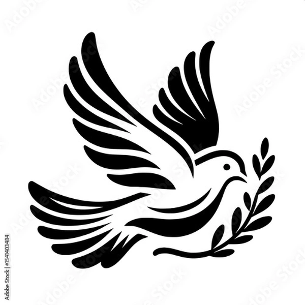 Fototapeta Minimalist Dove with Olive Branch SVG
