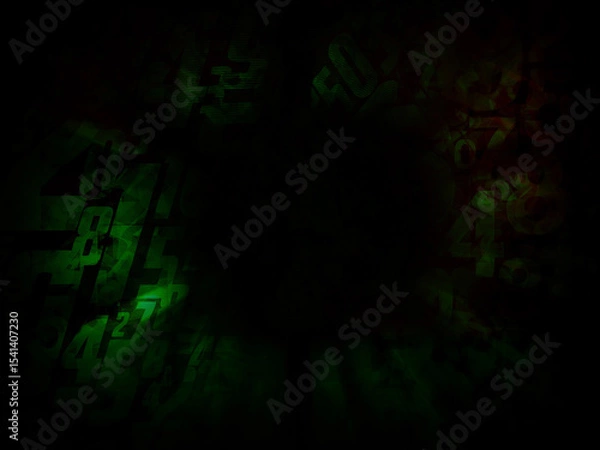 Fototapeta abstract blur and dark green and red numbers and shapes background, object, decor, namecard, banner, picture, copy space