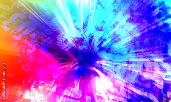 Fototapeta abstract blue, red, and yellow, geometric shapes and numbers, banner, background, fashion, copy space