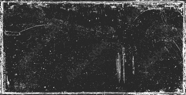 Fototapeta Texture of old surface on black background with white scratches. Worn, torn, weathered effect. Distressed black texture.Vector illustration, EPS 10.