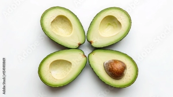 Obraz Vegan diet for cholesterol concept. Fresh avocados cut in half, showcasing their creamy interior and seed.