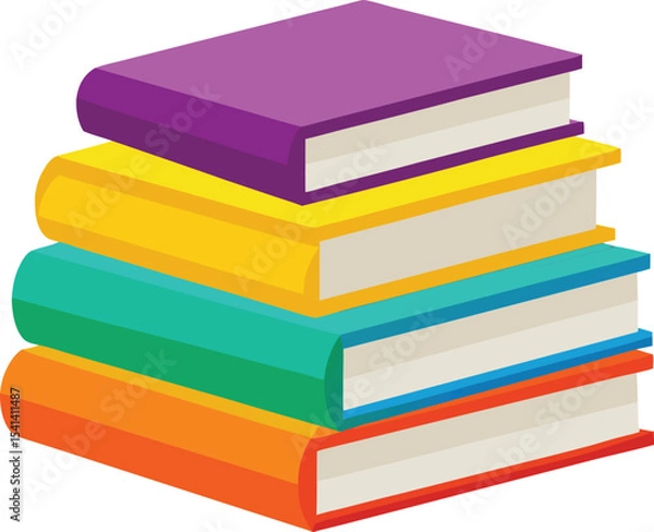 Fototapeta A vibrant, isolated stack of colorful books symbolizes education, knowledge, and the joy of reading