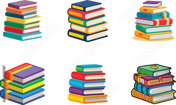 Obraz stack of colorful books  isolated on white