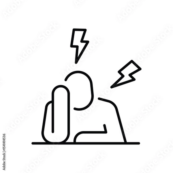 Fototapeta Headache stress icon Outline editable symbol showing person suffering mental pressure burnout fatigue related to remote work