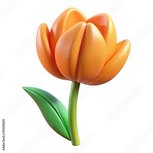 Obraz Orange tulip 3d render isolated on transparent background