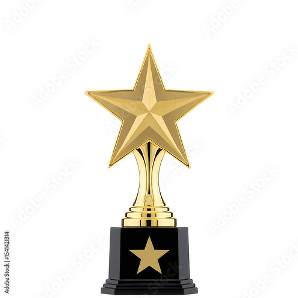 Obraz Gold Star Award Trophy isolated on transparent baackground