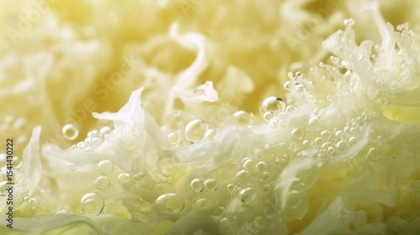 Fototapeta Extreme close-up of fermented cabbage texture in macro photography
