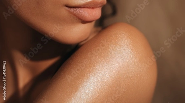 Fototapeta Radiant glowing skin texture macro for beauty and skincare concepts