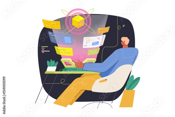 Fototapeta Futuristic AI and Innovation Data Analysis Vector
