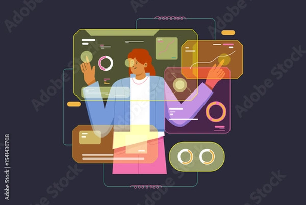 Fototapeta Futuristic User Interface for Business Decision