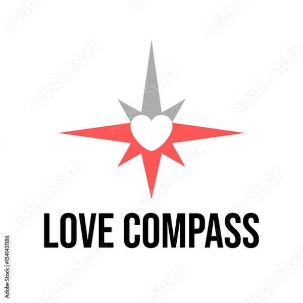 Obraz Love Compass Heart in Negative Space Symbol