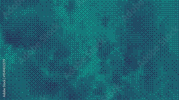 Obraz Pixelated bitmap gradient texture. Retro pixel art, green dither pattern, 8 bit background. Leisure or arcade games duotone border frame. Vector illustration