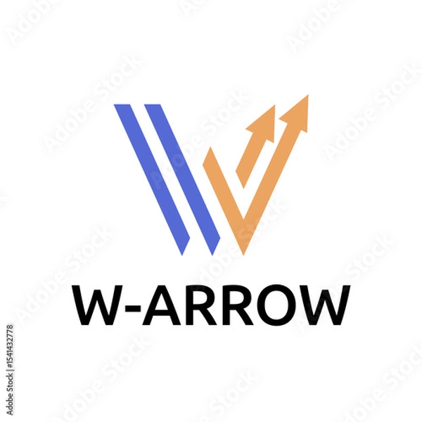 Obraz Letter W with Upward Arrow Symbol