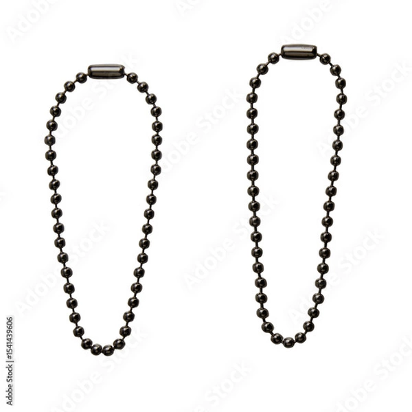 Obraz 黒のボールチェーン,Two Black Ball Chains Isolated on Transparent Background for Design Use