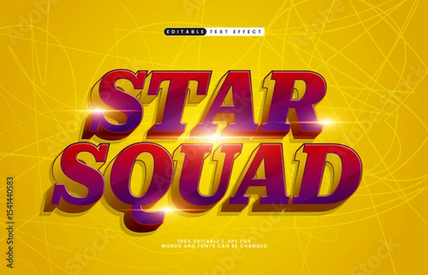 Fototapeta star squad editable text effect with a galaxy and space text effect