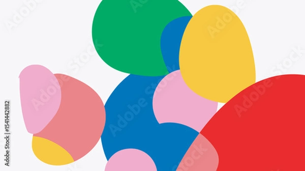 Obraz Colorful shapes overlap creating vibrant abstract composition on white background details