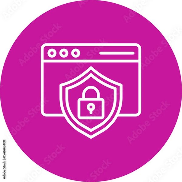 Fototapeta Browser Vector Line Pink Circle Icon Design