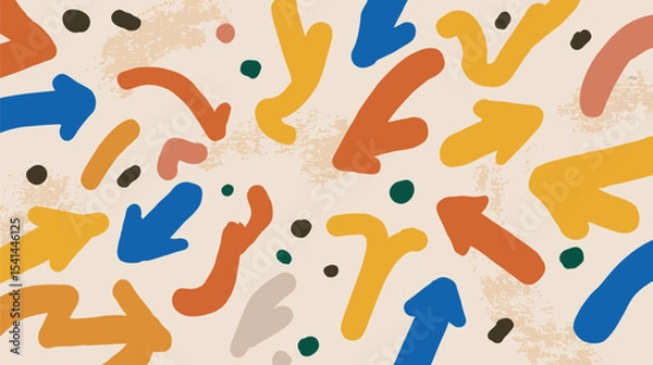 Fototapeta Abstract arrows indicate directions across a patterned flat surface