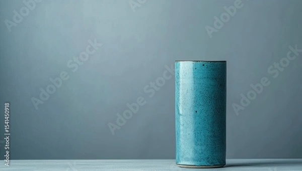 Obraz Teal ceramic vase on a light surface