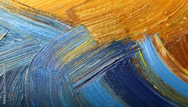 Obraz Vibrant firefly brushed painted abstract background showcasing bold strokes of gold and blue hues