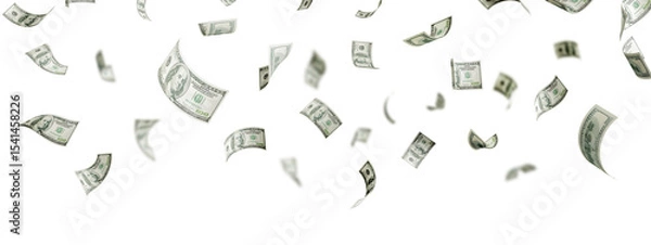 Obraz Floating of 100 dollar bill on white
