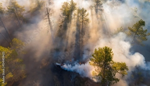 Obraz Firefly forest blaze under sunlight creates dramatic contrast in the sky and smoke