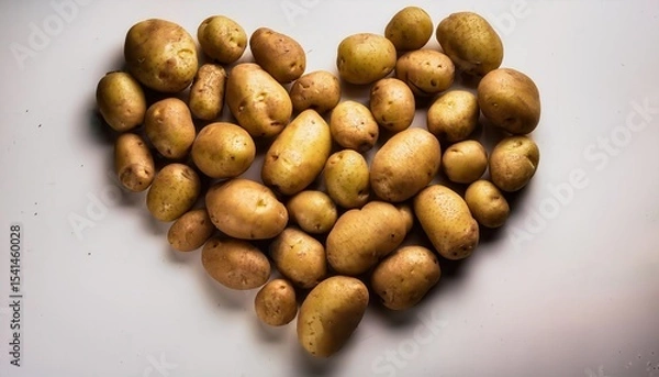 Obraz Heart-shaped arrangement of firefly potatoes creates a unique culinary display for food lovers