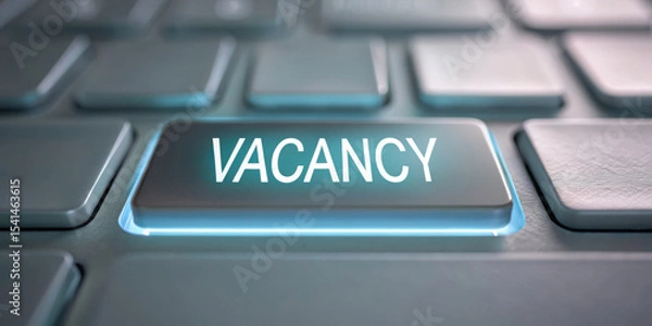 Obraz vacancy job, hiring employees, looking for new workers, join with us, vacancy sign on keyboard, join our team, new recruitment, vacancy background for social media post