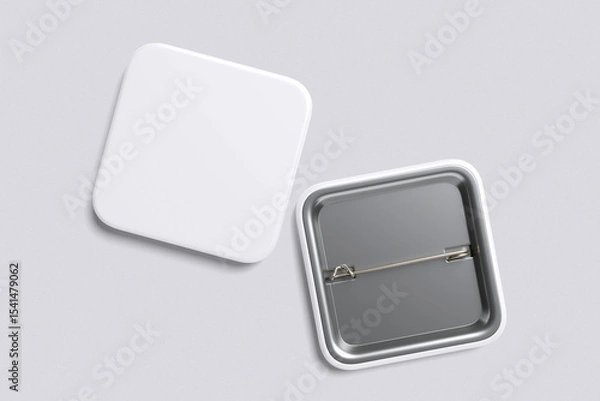 Obraz Square Pin Badge white Background For Mockup
