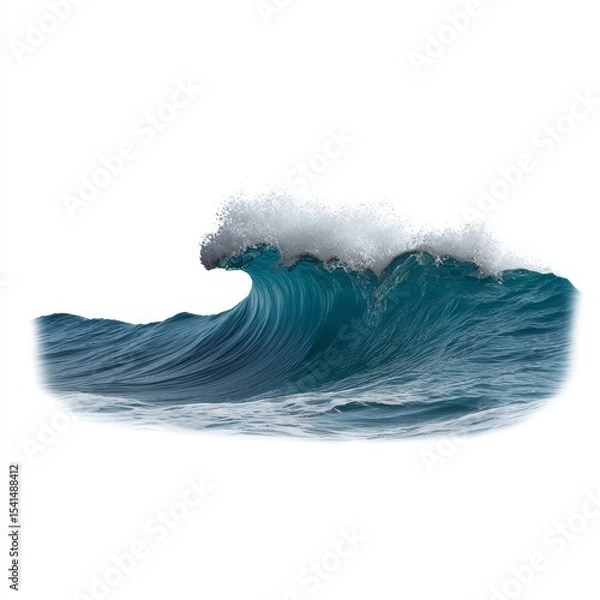 Obraz Serene Ocean Wave Cresting in Elegant Spiral Motion - Photorealistic Rendering on White Background