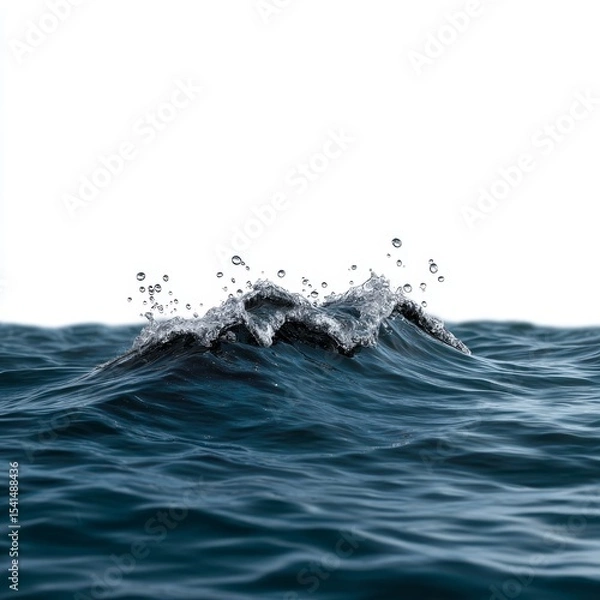 Obraz Dynamic Mid-Sized Wave with Layered Liquid Flow and Scattered Droplets on White Background - Photorealistic Water Motion Concept