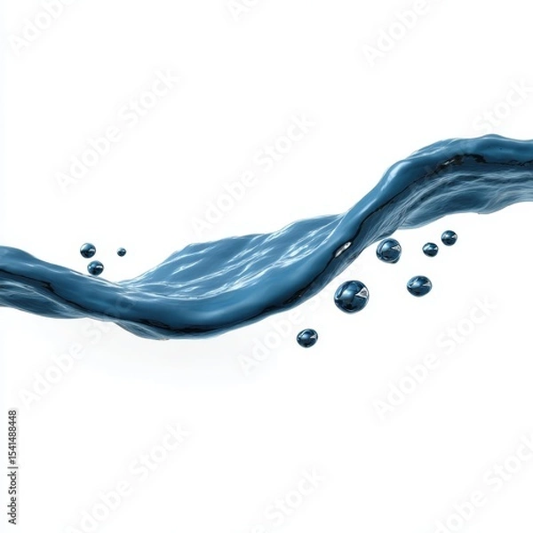 Obraz Fluid Tension: Abstract Wave Motion with Suspended Bubbles on Clean White Background