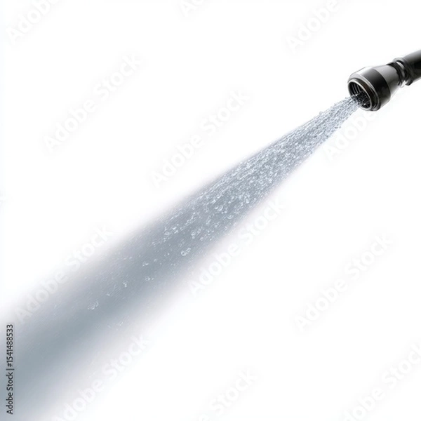 Obraz Dynamic Diagonal Water Jet Spray with Radiating Droplets and Mist on White Background