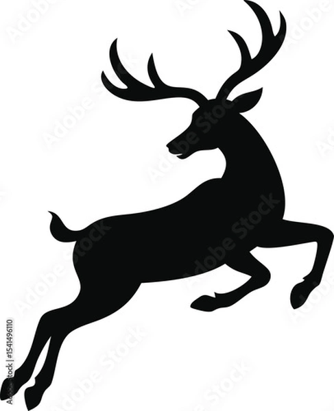 Obraz Deer silhouette jumping isolated on white background