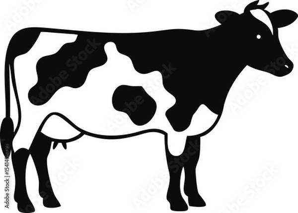 Obraz Black and white cow isolated on white background