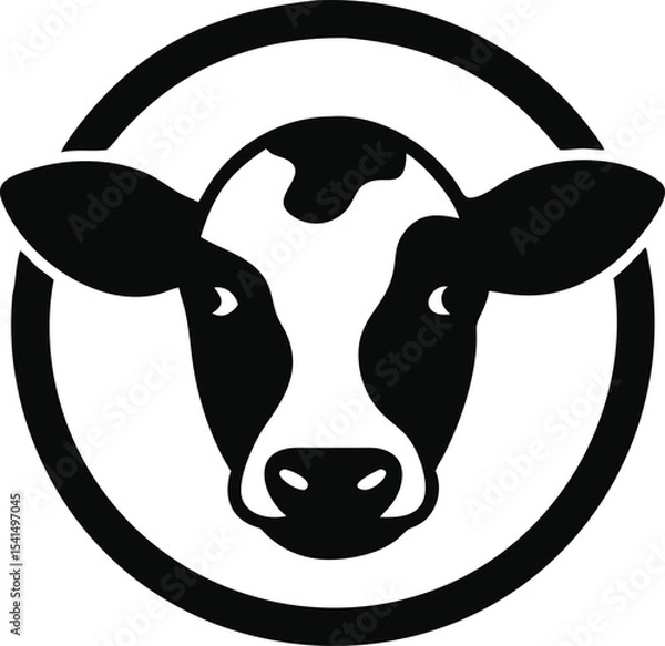 Obraz Cow head in a circle isolated on white background