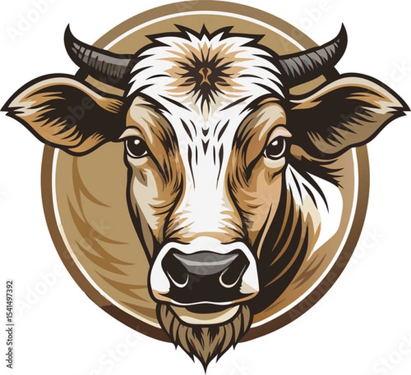 Obraz Cow head with horns isolated on white background
