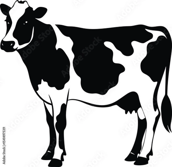 Obraz Black and white cow isolated on white background in vector format