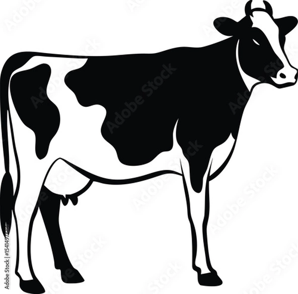 Obraz Black and white cow isolated on white background