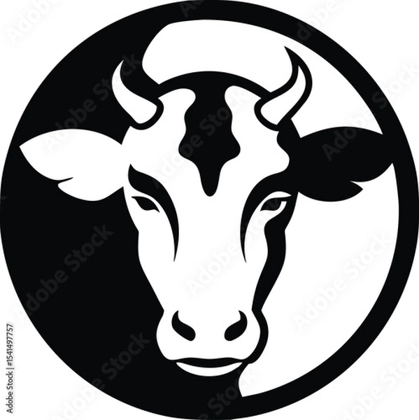 Obraz Cow head in a black and white circular design