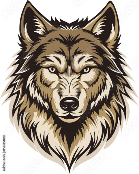 Obraz Illustration of a fierce wolf head isolated on white background