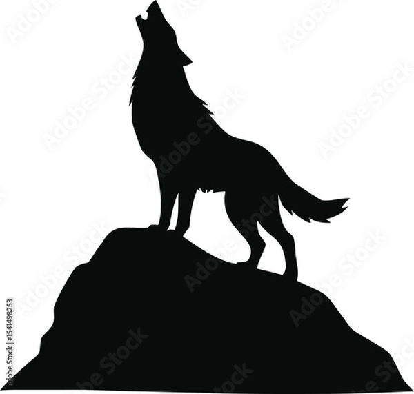 Obraz Wolf howling on a rock isolated on white background