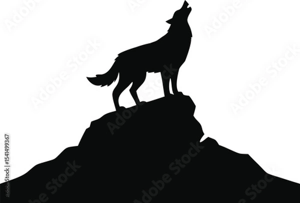 Obraz Wolf howling on a mountain isolated on white background