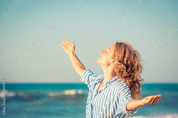 Fototapeta Happy woman on summer vacation