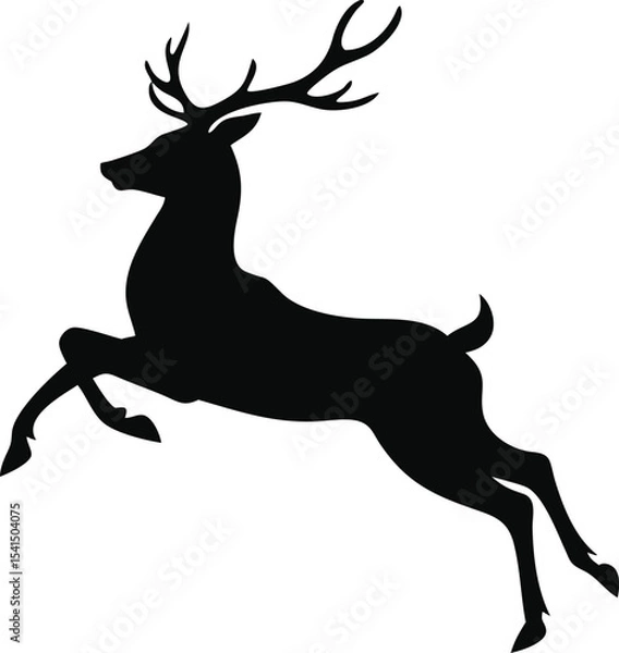 Obraz Deer silhouette jumping isolated on white background