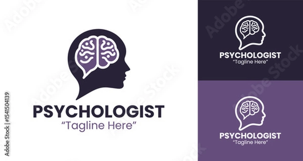 Fototapeta Unique and Professional Psychologist Logo Design Featuring Brain and Human Figure Symbol