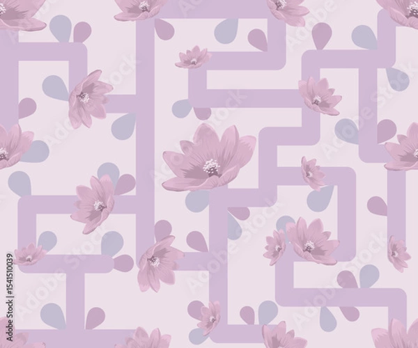 Fototapeta Seamless purple floral pattern designed for fabric, walls and more.