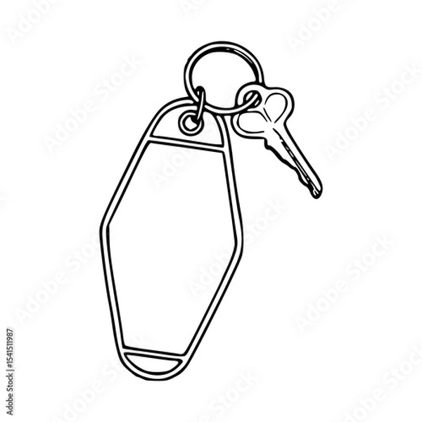 Fototapeta vintage motel key with blank tag outline vector